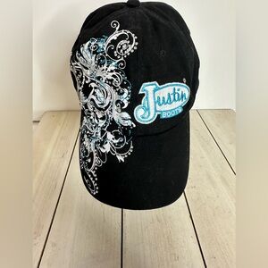 Women’s ball cap W/ Justin Boots patch & rhinestone embellishments adjustable